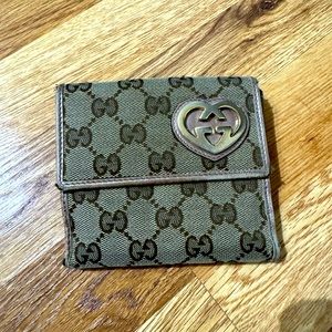 Vintage Gucci wallet brown with gold hardware